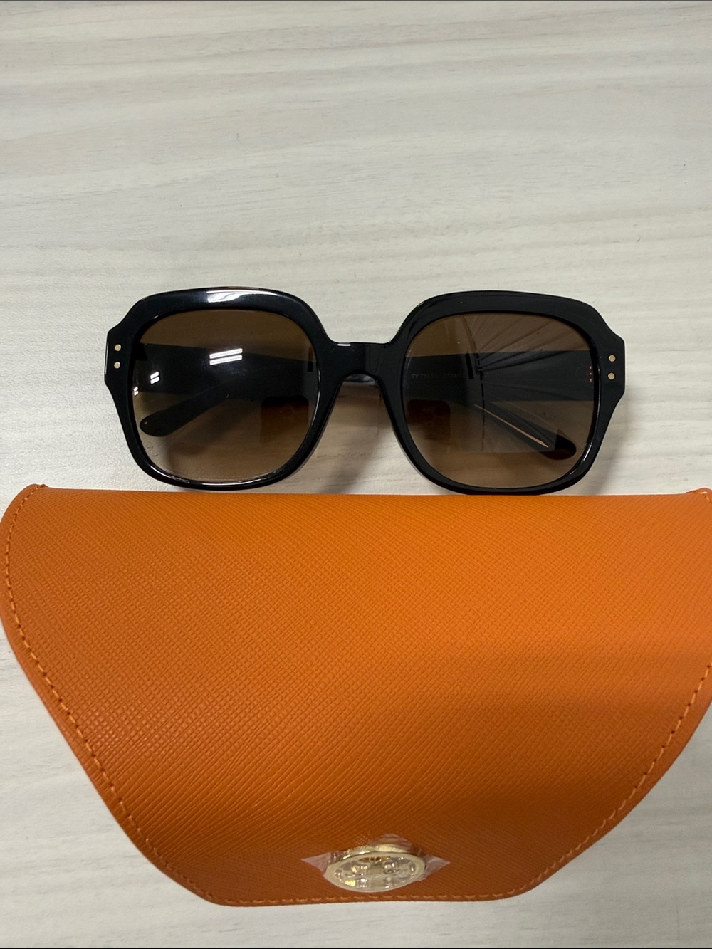 Tory burch ty7143U Black Square-Frame Sunglasses with Brown Lenses